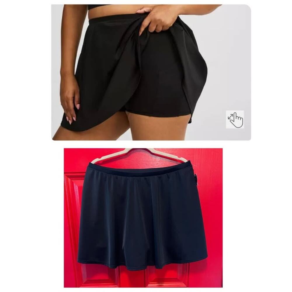New Torrid 2 (2X 18/20) Black Skater Swim Skirt with Built in Shorts & Pockets